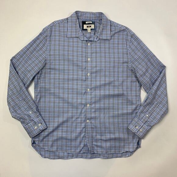 Joseph Abboud Shirt Mens Extra Large White Blue Cotton Non Iron Check Button Up - Picture 2 of 9